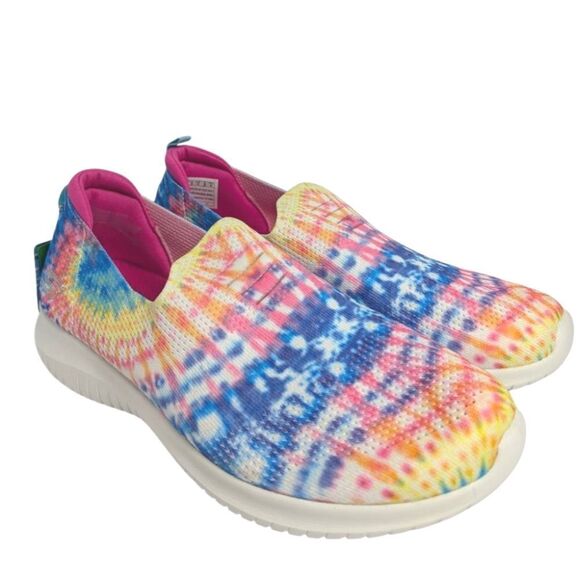 Skechers Tie Dye Multicolor Ultra Flex Air Cooled Memory Foam Slip On Sneaker 11 - Picture 1 of 8